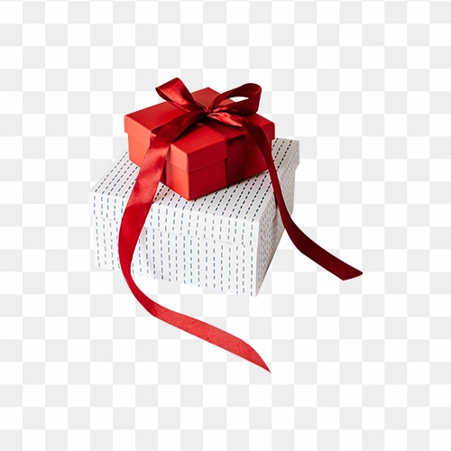 White and Red Gift Box HD Png